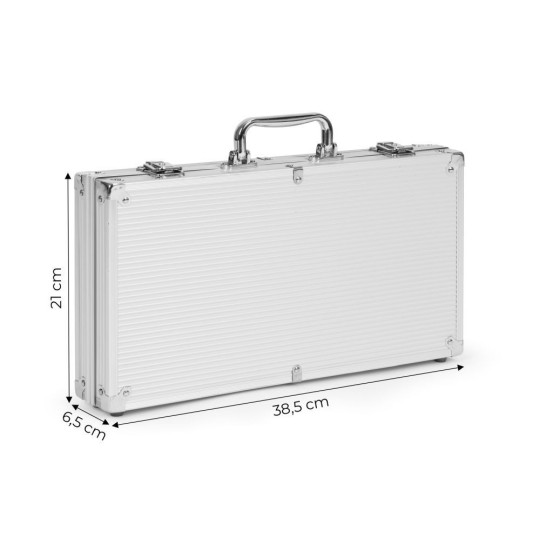 Set de Blackjack Poker 300 jetónuri, 2 pachete de cărți într-o cutie cu lacăt.