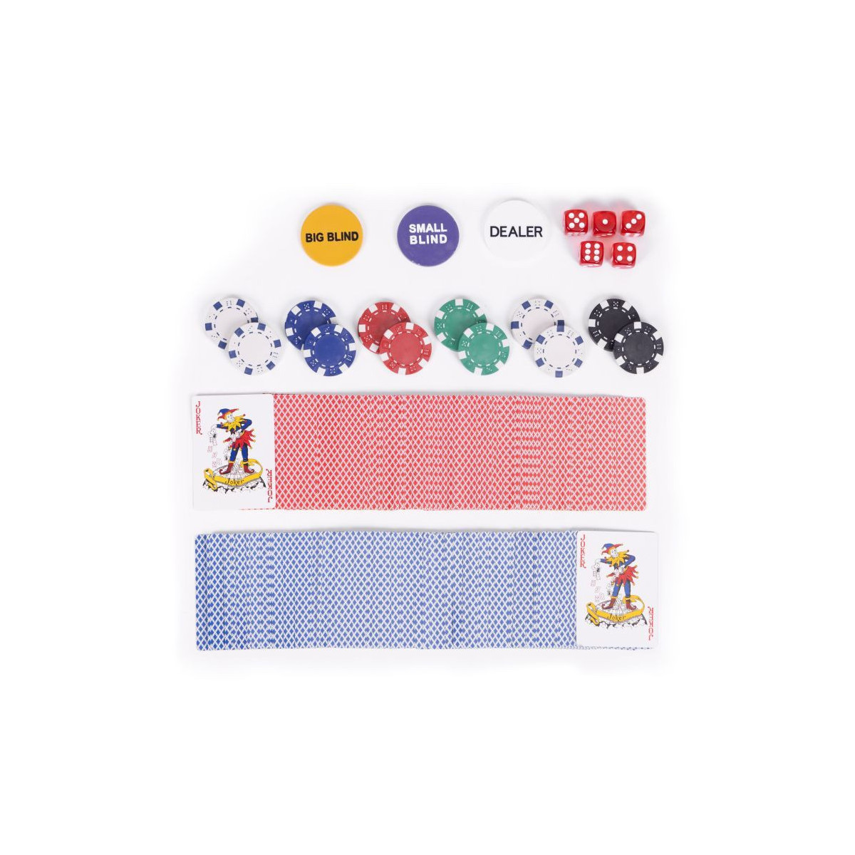 Set de Blackjack Poker 300 jetónuri, 2 pachete de cărți într-o cutie cu lacăt.