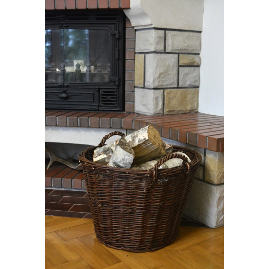 Coșuri din ratan de calitate pentru lemne, de culoare maro, diametru 50 cm