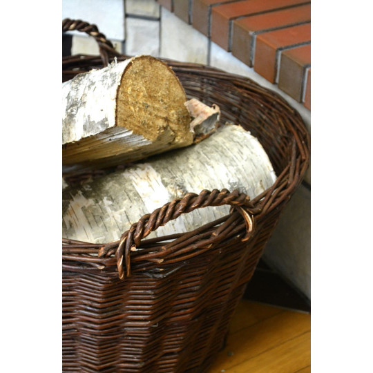 Coșuri din ratan de calitate pentru lemne, de culoare maro, diametru 50 cm