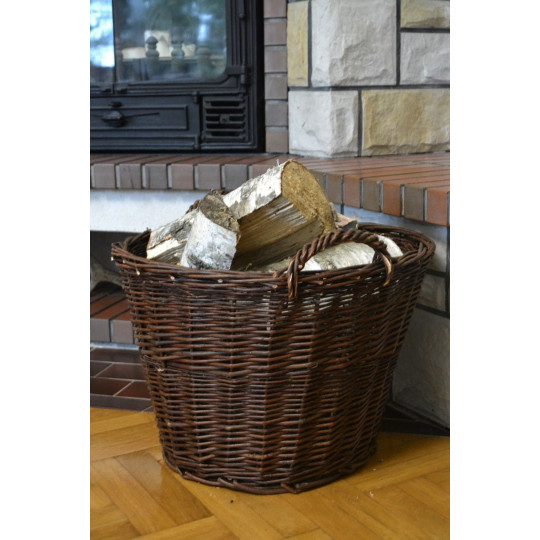 Coș pentru lemne de foc de culoare maro cu diametrul de 45 cm
