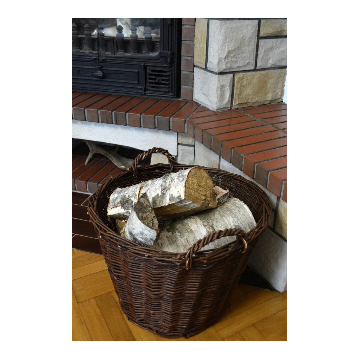 Coșuri rotunde pentru lemne de culoare maro, 60 cm