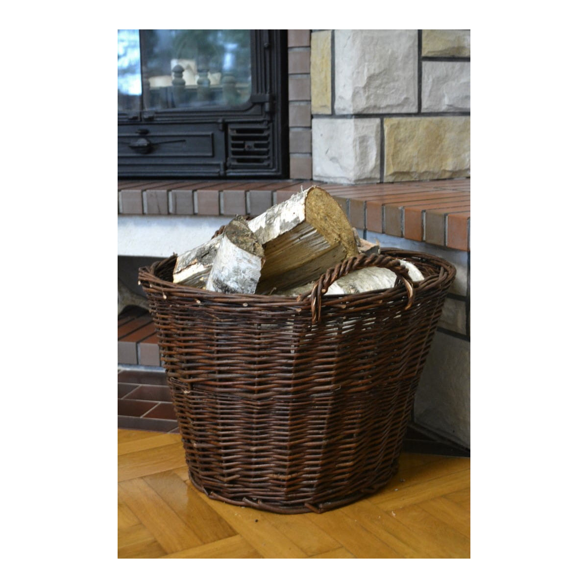 Coșuri rotunde pentru lemne de culoare maro, 60 cm