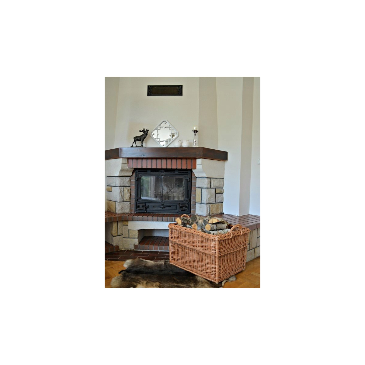 Cilindru de calitate din nuiele pentru lemne de foc, 55x40x40 cm