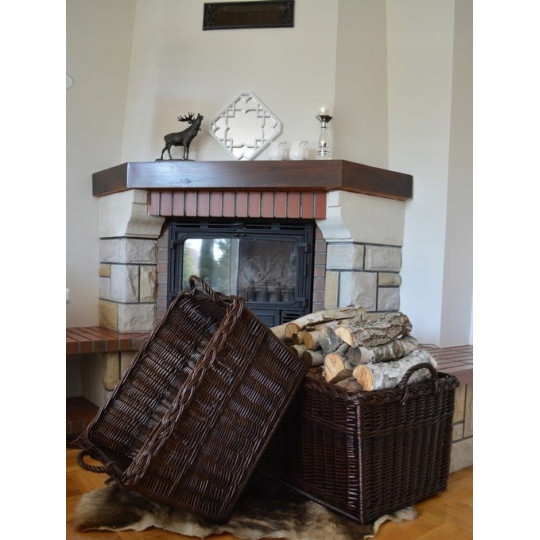 Coșuri din ratan maro pentru lemne, 65x50x40 cm