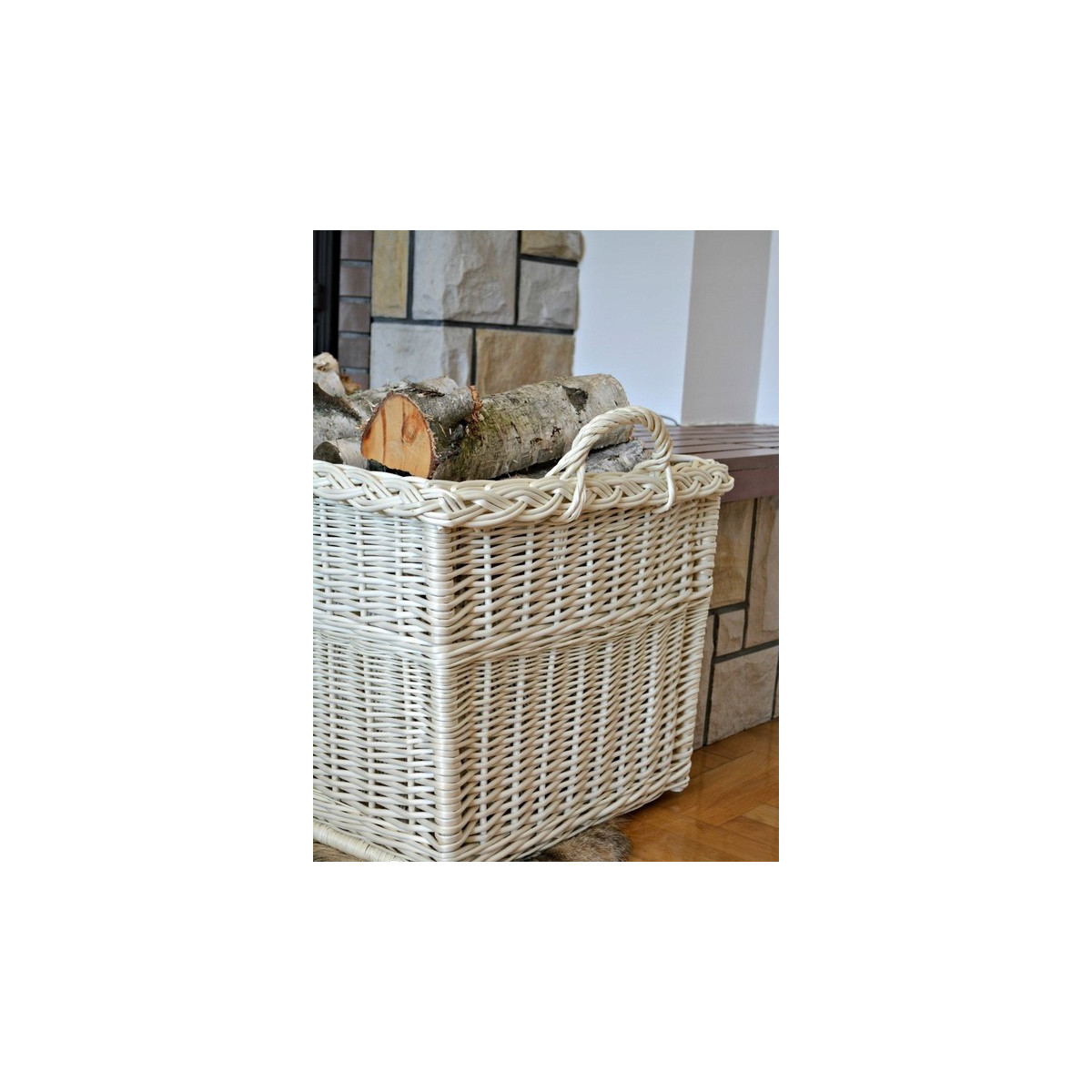 Coșuri albe pentru lemne, 65x50x40