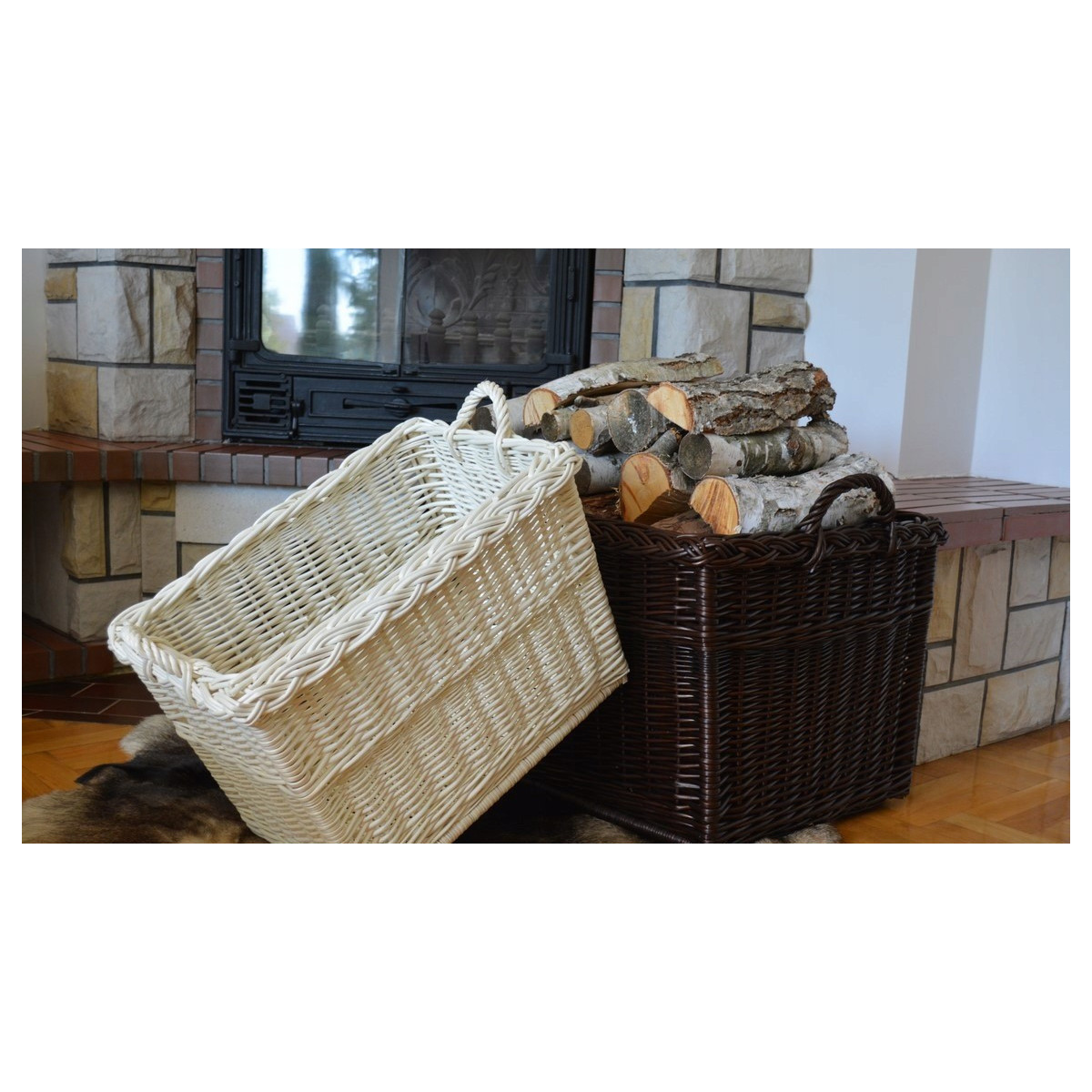 copia de Coșuri albe pentru lemne, 55x40x40 cm