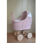 Cărucior roz pentru fetițe, cu fundiță albă