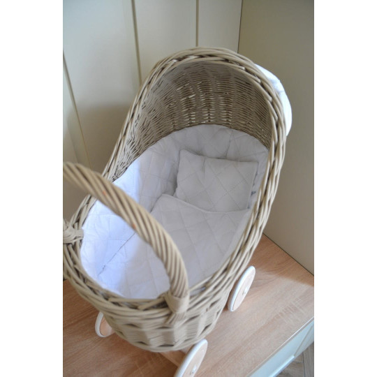 Originalul cărucior bej cu fundiță albă