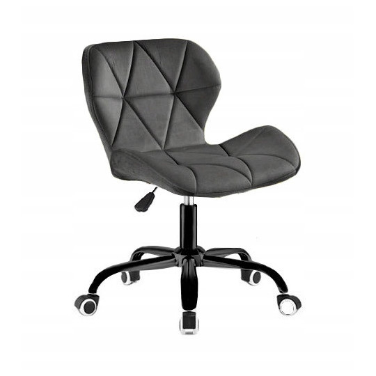 Scaun rotativ cu roți din velur de culoare gri închis