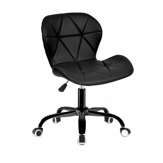 Scaun de birou din catifea, de culoare neagră, cu roți