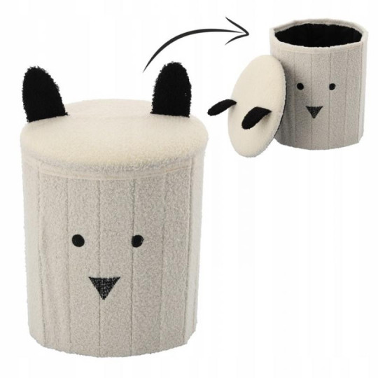 Taburetă pentru copii cu spațiu de depozitare, 28x28x34 cm, de culoare albă