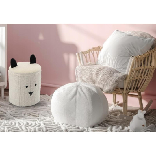 Taburetă pentru copii cu spațiu de depozitare, 28x28x34 cm, de culoare albă