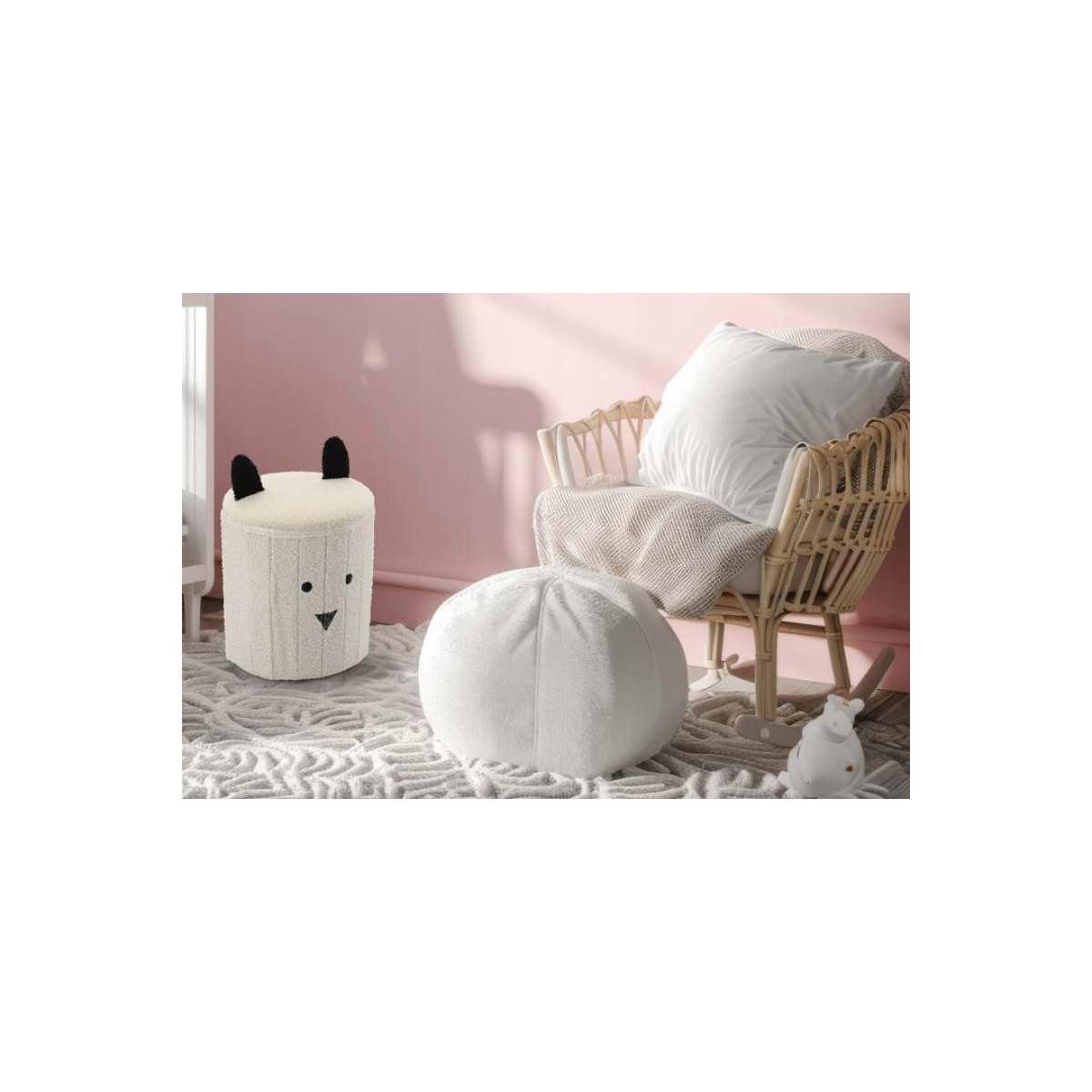 Taburetă pentru copii cu spațiu de depozitare, 28x28x34 cm, de culoare albă