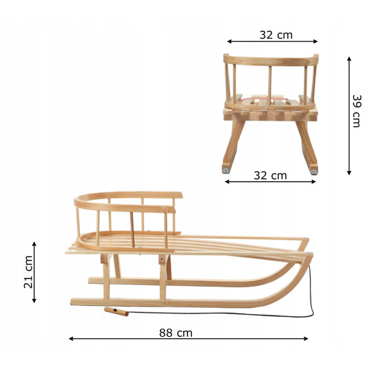 Sani din lemn de calitate, tradiționale, cu spătar pentru copii