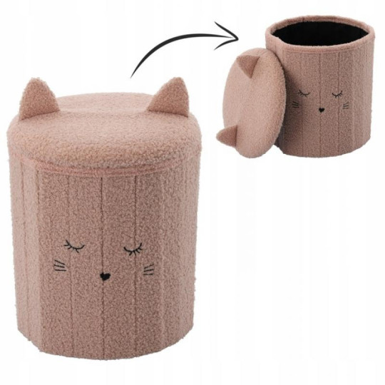 Taburetă pliabilă cu spațiu de depozitare, 28x28x34 cm, de culoare roz