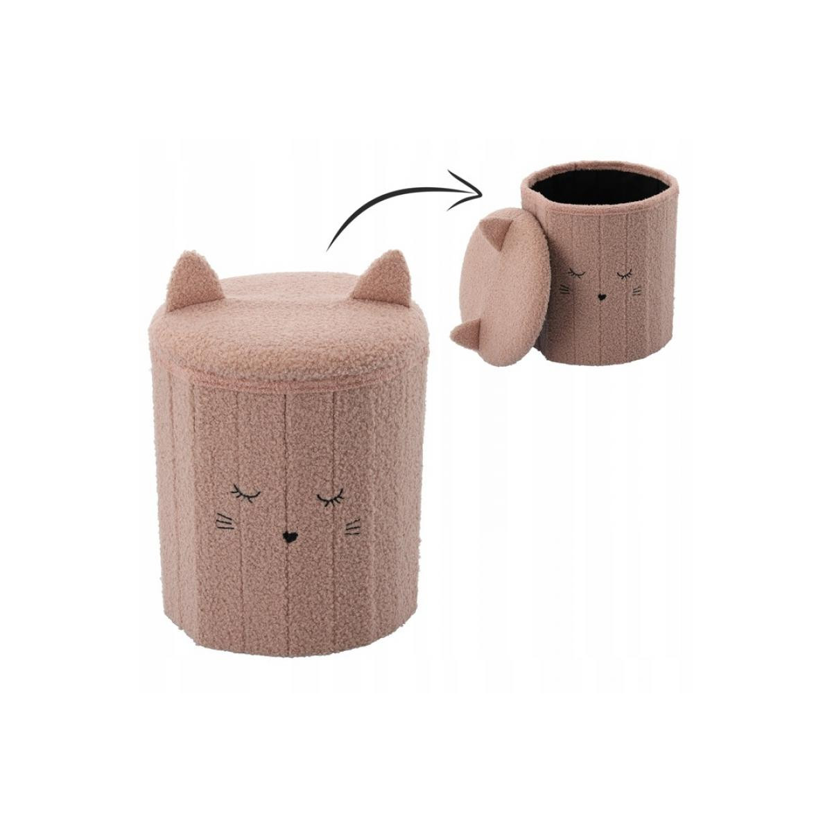 Taburetă pliabilă cu spațiu de depozitare, 28x28x34 cm, de culoare roz