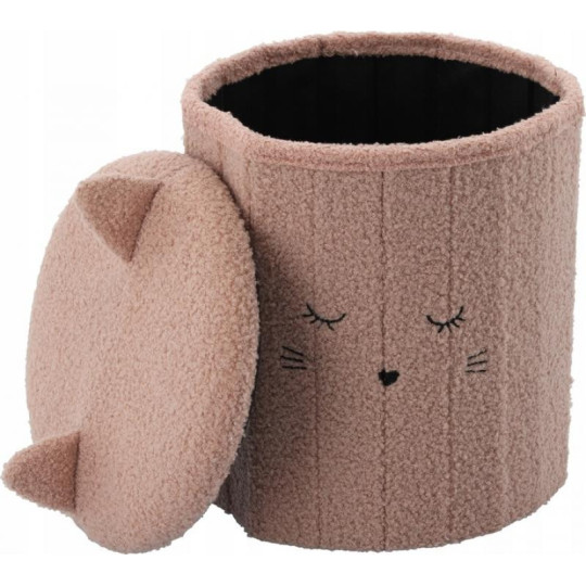 Taburetă pliabilă cu spațiu de depozitare, 28x28x34 cm, de culoare roz