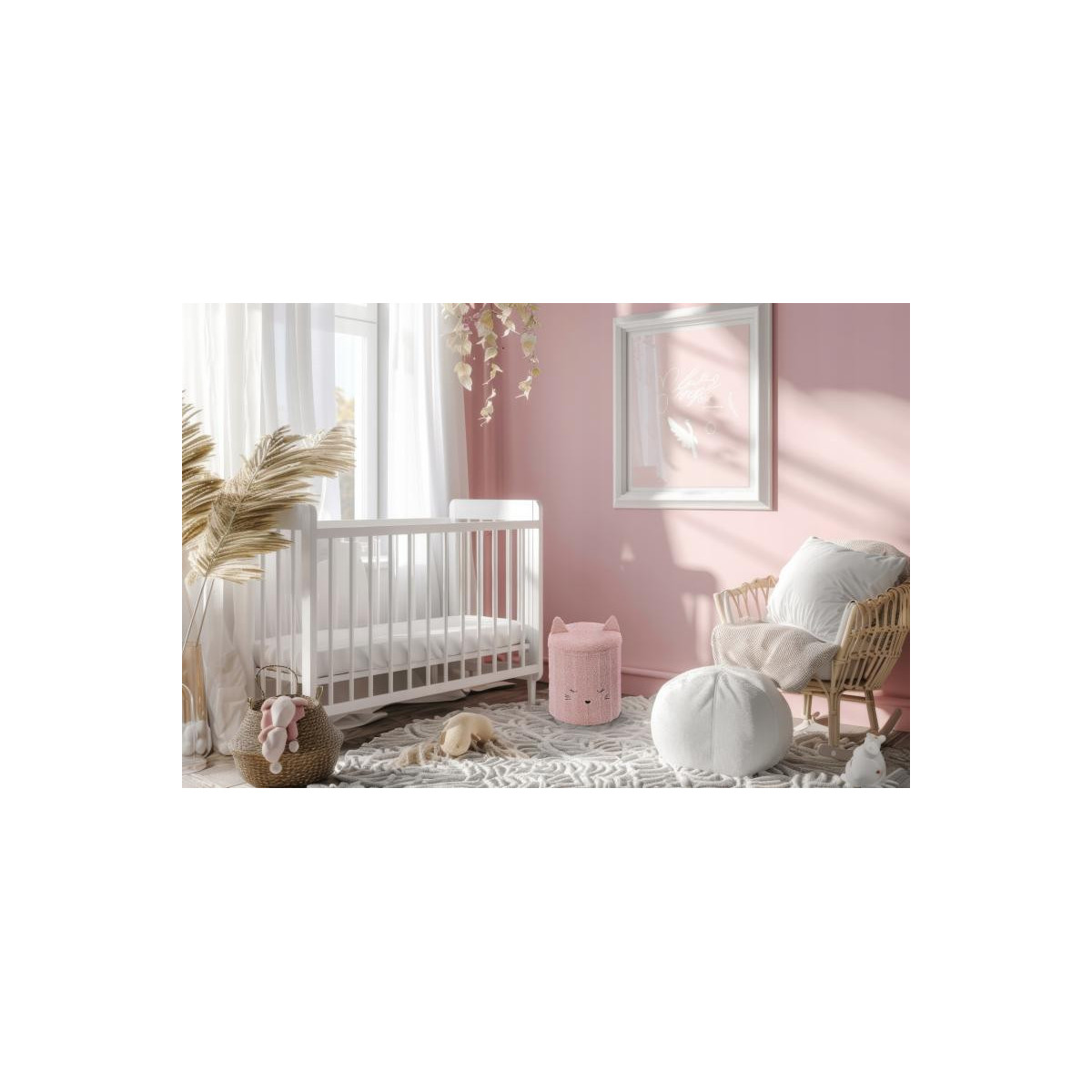 Taburetă pliabilă cu spațiu de depozitare, 28x28x34 cm, de culoare roz