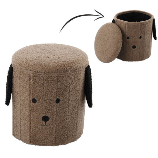 Taburetă pentru copii de culoare bej închis cu spațiu de depozitare