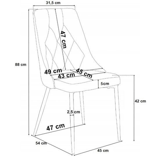 Scaune moderne pentru dining de culoare albastră