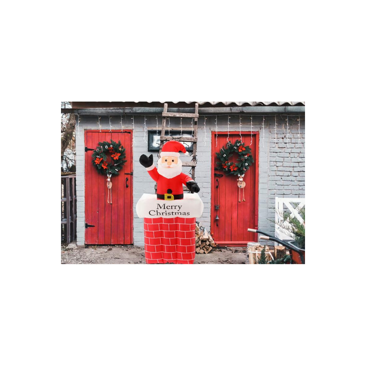 Naflare luminoase Santa în coșul de fum 180 cm ÎN STOC