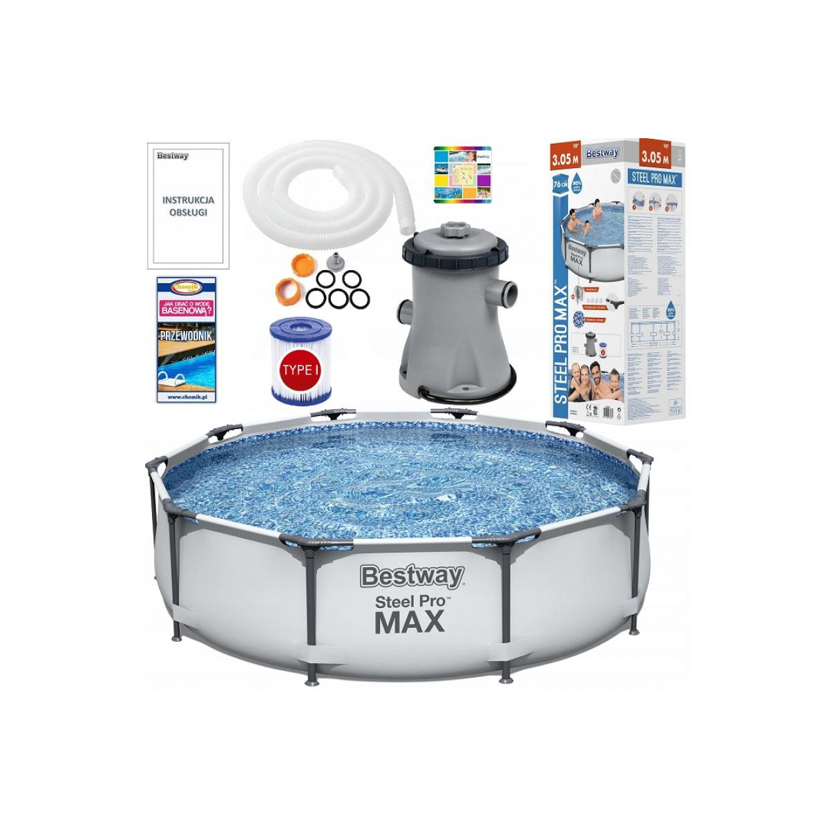 Kvalitní piscină de grădină cu accesorii 305x76 cm