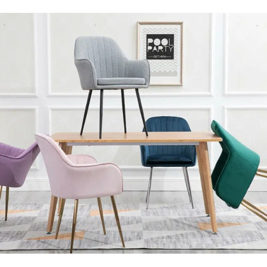 Scaun modern pentru dining de culoare bej QUEEN