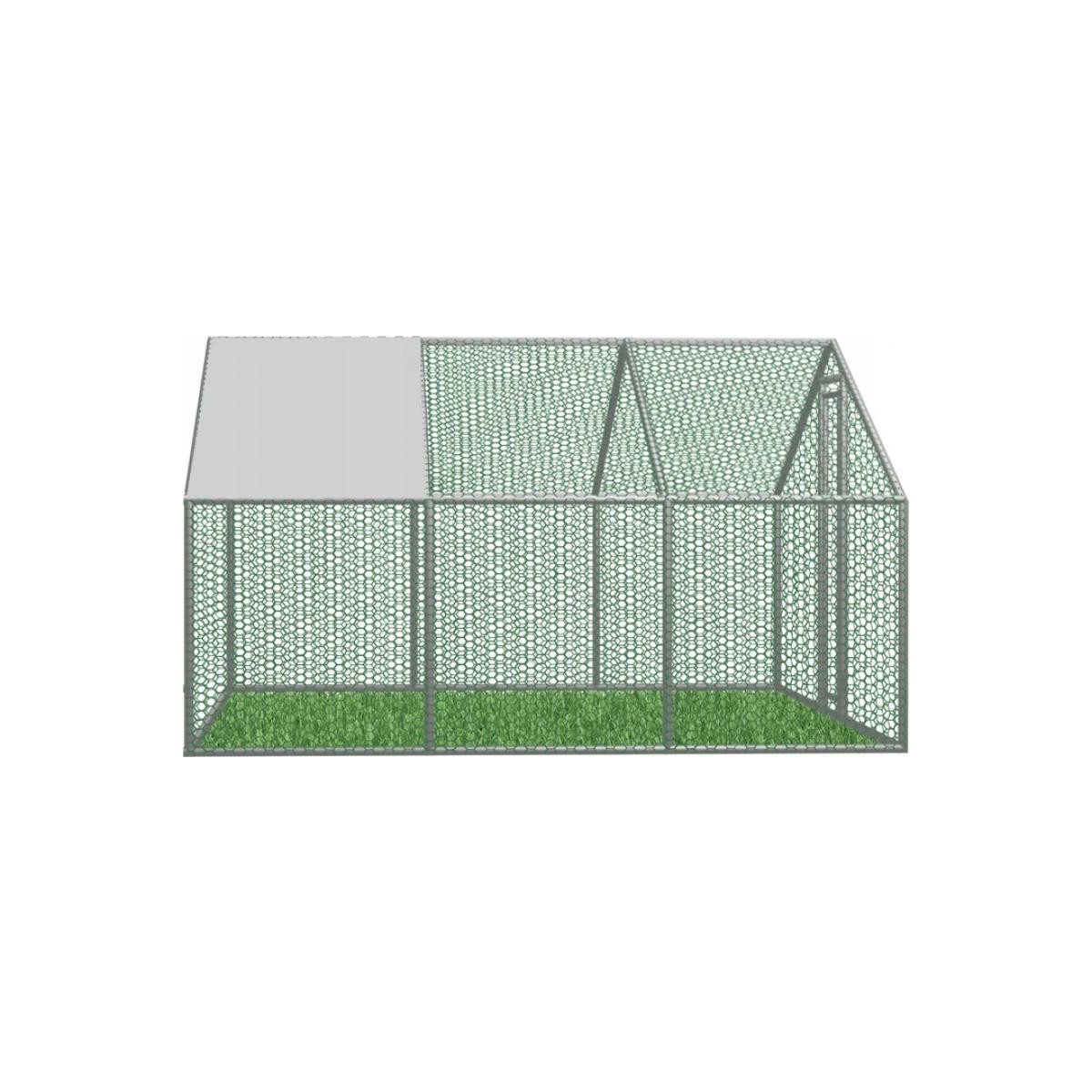 Voliéra metalică de grădină cu acoperiș 4.5 x 3 x 1.95 m