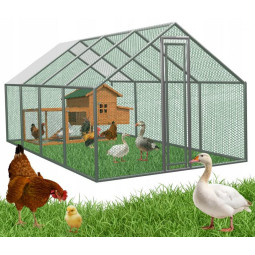 Voliéra metalică pentru grădină cu acoperiș 6 x 3 x 1.95 m