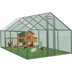 Voliéra metalică pentru grădină cu acoperiș 6 x 3 x 1.95 m