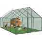 Voliéra metalică pentru grădină cu acoperiș 6 x 3 x 1.95 m