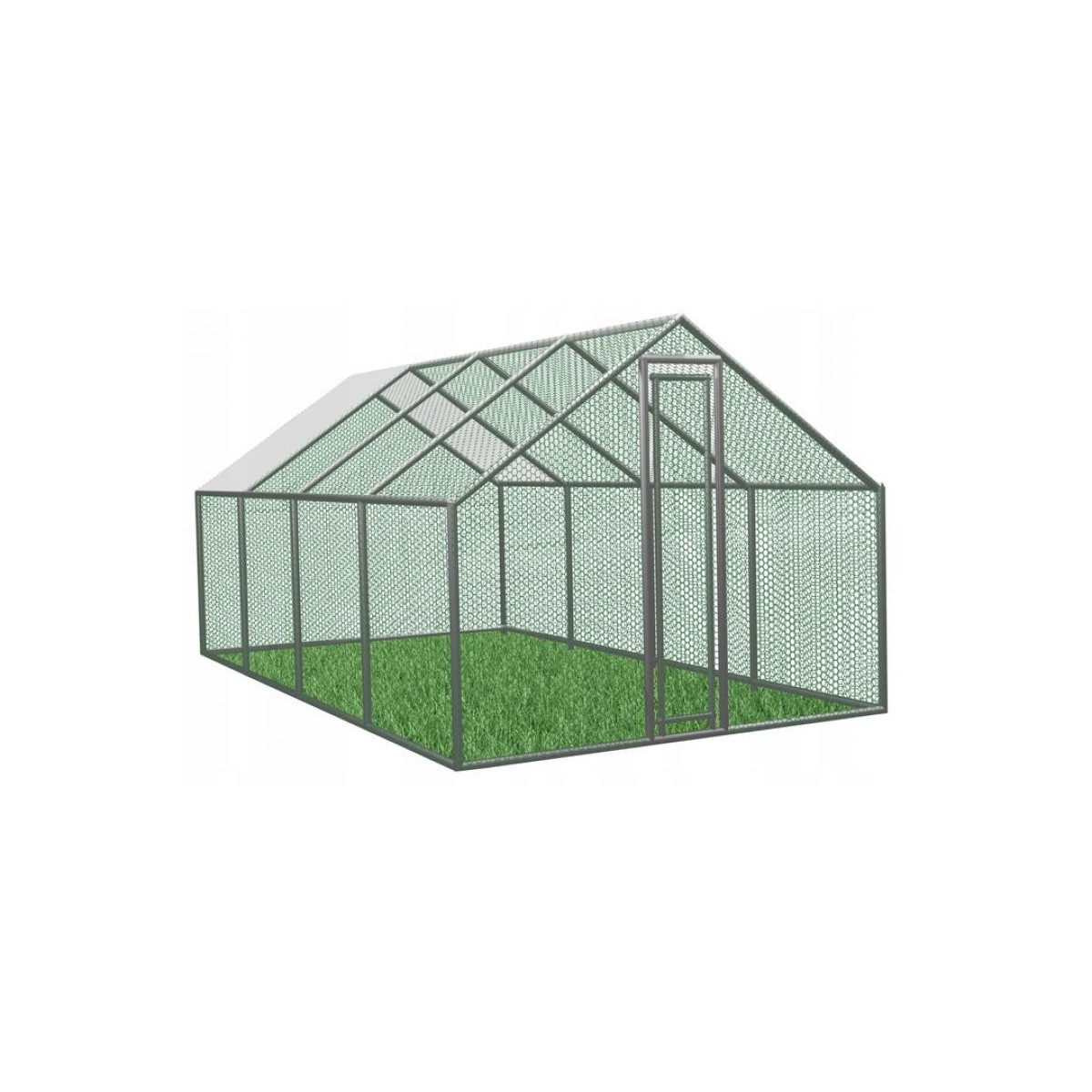 Voliéra metalică pentru grădină cu acoperiș 6 x 3 x 1.95 m