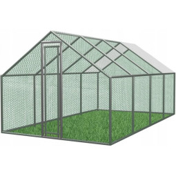 Voliéra metalică pentru grădină cu acoperiș 6 x 3 x 1.95 m