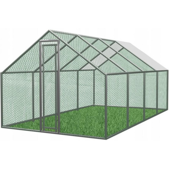 Voliéra metalică pentru grădină cu acoperiș 6 x 3 x 1.95 m