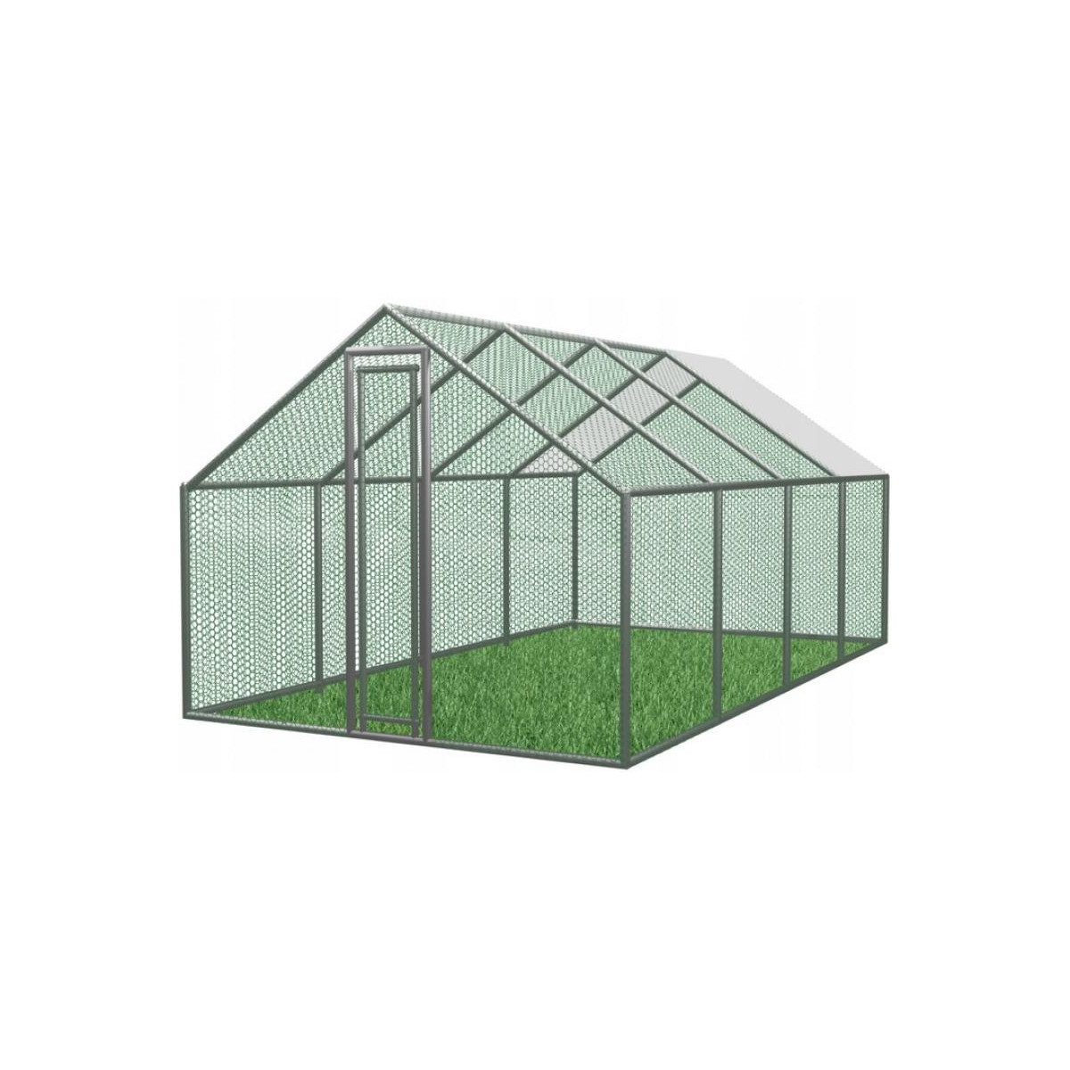 Voliéra metalică pentru grădină cu acoperiș 6 x 3 x 1.95 m