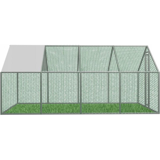 Voliéra metalică pentru grădină cu acoperiș 6 x 3 x 1.95 m
