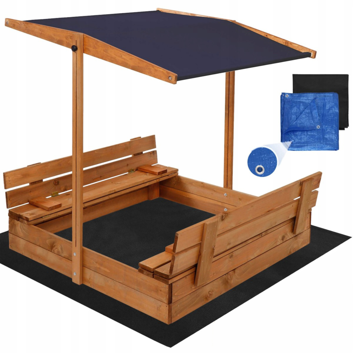 XXL nisipire 150 cm cu acoperiș și bănci