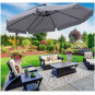 Umbrelă de grădină mare cu braț extensibil și volane – 350 cm