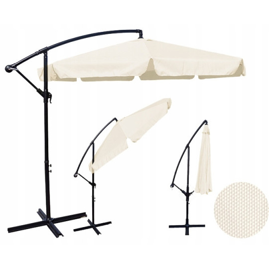 Umbrelă de grădină mare cu braț extensibil și volane – 350 cm