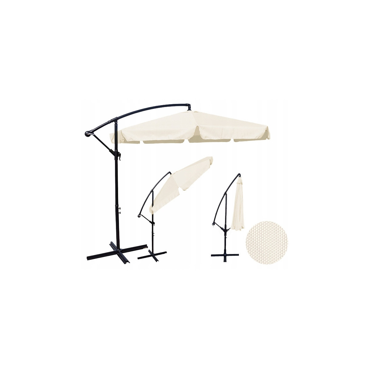 Umbrelă de grădină mare cu braț extensibil și volane – 350 cm