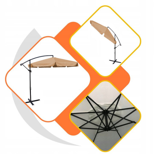 Umbrelă de grădină mare cu braț extensibil și volane – 350 cm