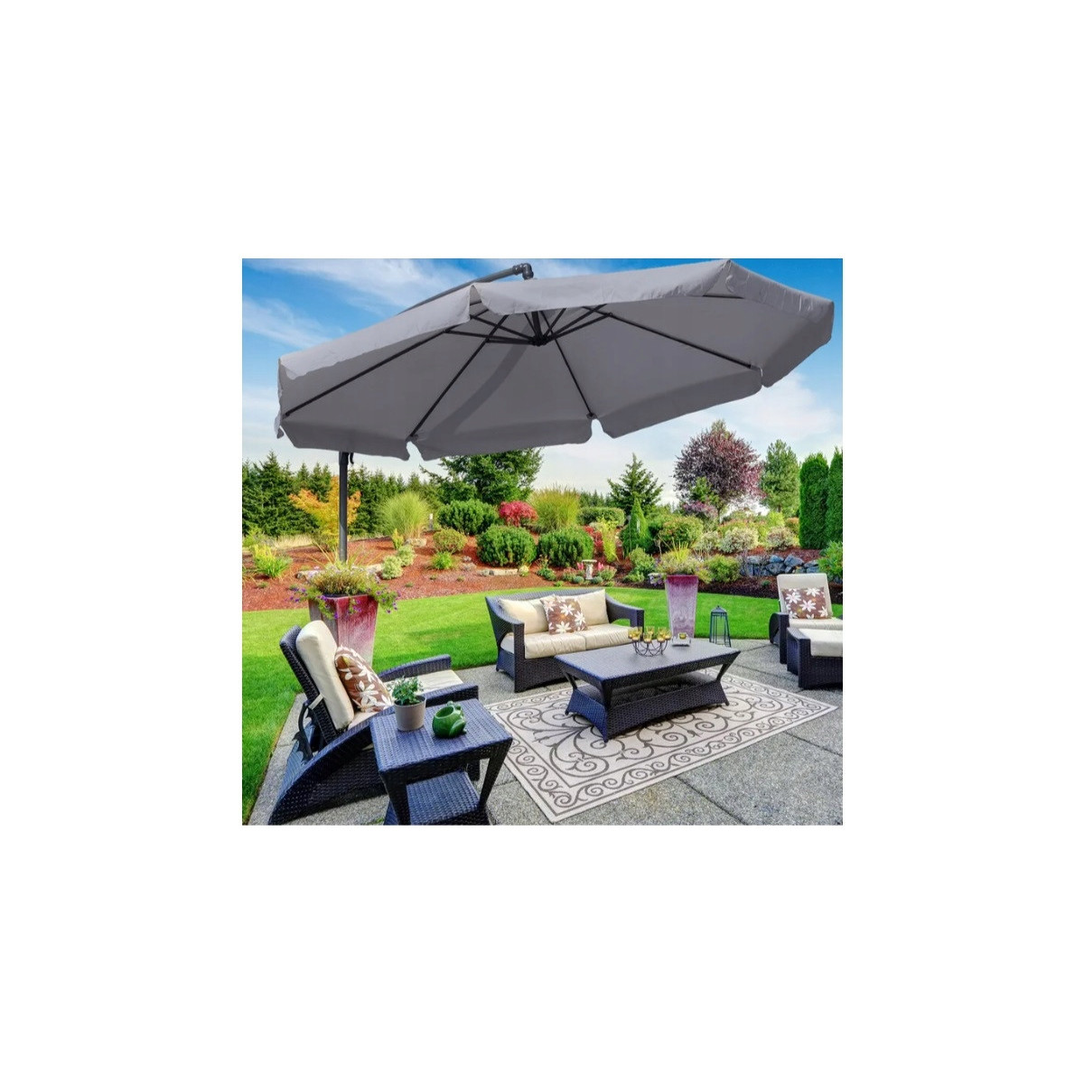 Umbrelă de terasă de culoare verde de 350 cm