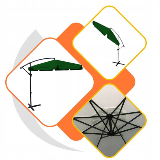 Umbrelă de terasă de culoare verde de 350 cm