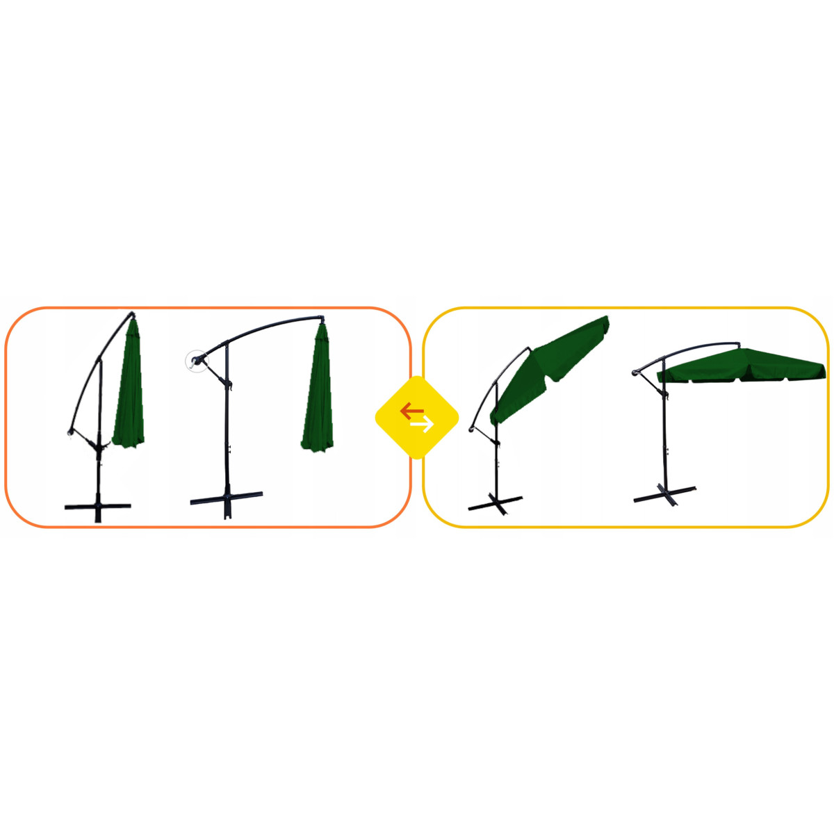 Umbrelă de terasă de culoare verde de 350 cm