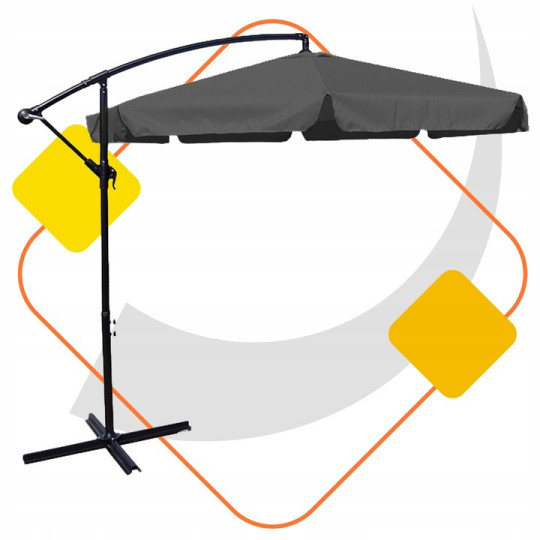 Umbrelă cu volane de culoare gri închis, 350 cm