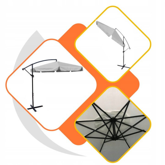 Umbrelă cu volane de culoare gri închis, 350 cm