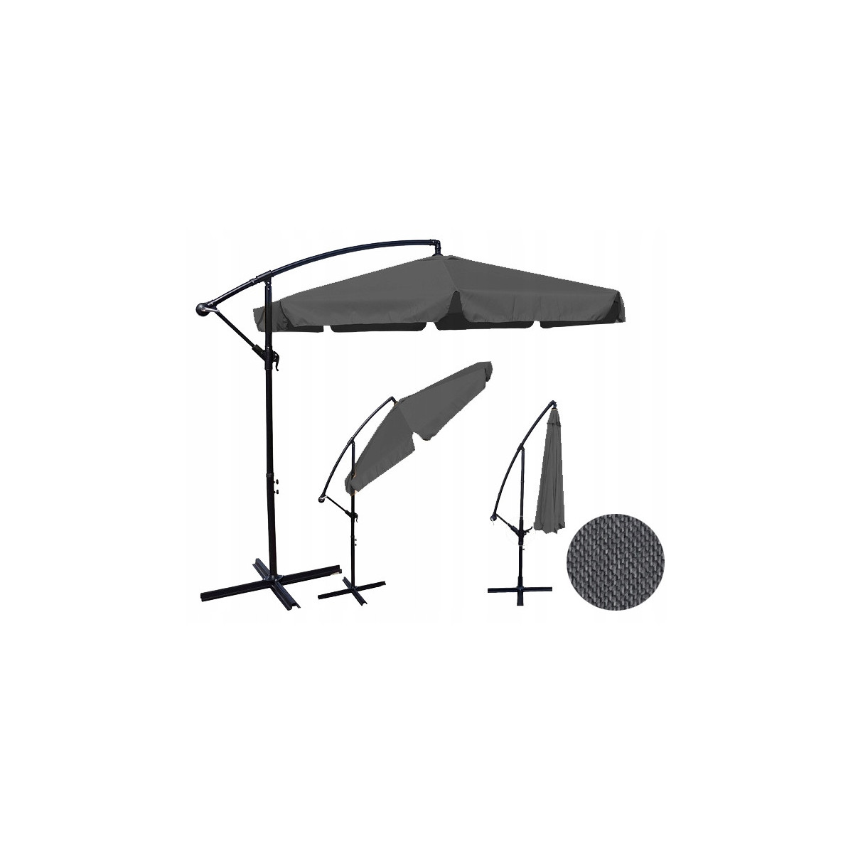 Umbrelă cu volane de culoare gri închis, 350 cm