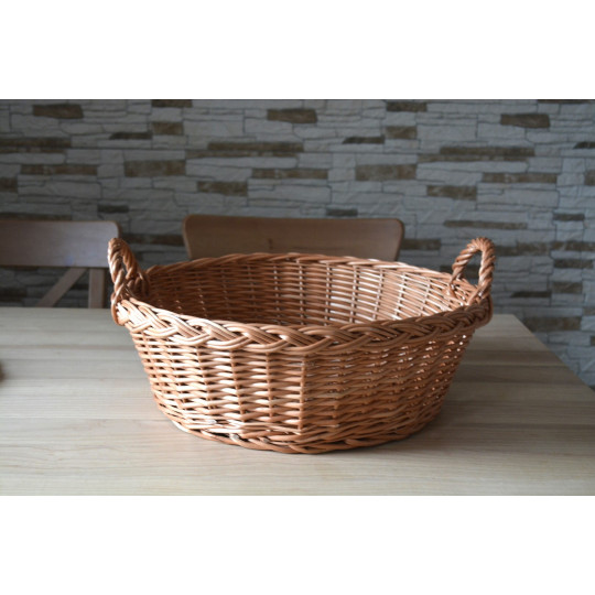 Tava rotundă din răchită BASIA cu mânere