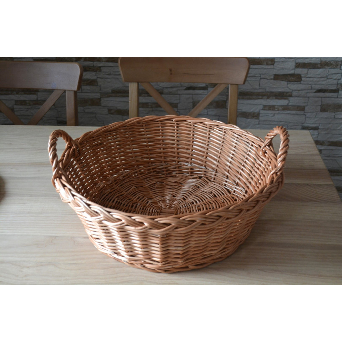 Tava rotundă din răchită BASIA cu mânere